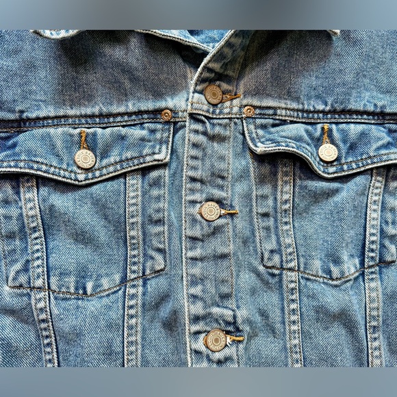 Vintage 90s Eddie Bauer Men’s Denim Jacket Size M Blue Trucker Style - Picture 5 of 11